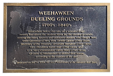 Dedication at the Weehawken Dueling Grounds, the site of the Livingston-Jones duel. 