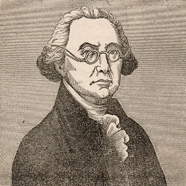 Woodcut of Justice James Wilson after a miniature watercolor, from Benson John Lossing’s “Biographical Sketches of the Signers of the Declaration of American Independence” (1848).