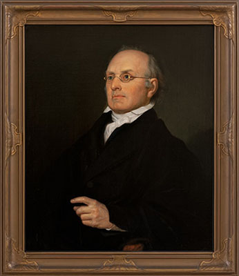 Half-length portrait of Justice Joseph Story by G.P.A. Healy, circa 1855. The portrait was gifted to Chief Justice Edward D. White by Charles C. Glover, circa 1920. Following the Chief Justice’s death, it was presented to the Supreme Court by Mrs. White in 1921.