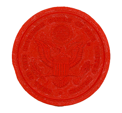 Red wax impression of the proposed Seal for use by the Supreme Court of the United States, 1904.