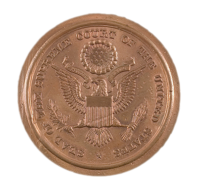 Raised copper (male) counter die of the Seal used by the Supreme Court of the United States, 1904.