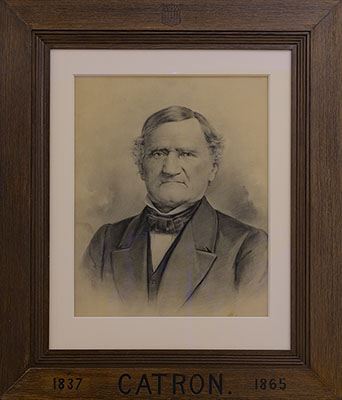 Charcoal and white pastel drawing of Associate Justice John Catron by an unknown artist, after a photograph by Mathew Brady, circa 1875–1905.