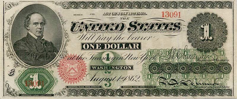 One Dollar Legal Tender Note issued in 1862