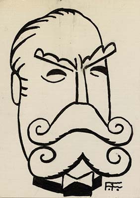 Drawing of Chief Justice Charles Evans Hughes by Franklin Folger, pen-and-ink on paper, 1934