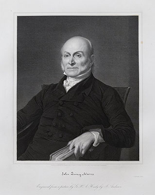 John Quincy Adams etching by Joseph Andrews after G.P.A. Healy, 1848.