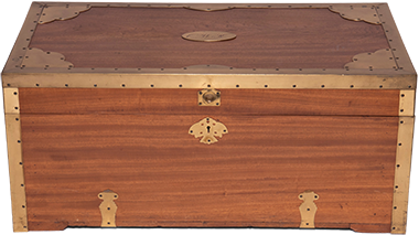 Brass-bound cedar chest previously owned by Justice Holmes.