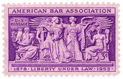 1953 American Bar Association single 3-cent stamp. Scott Catalogue Number 1022.