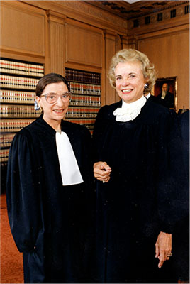 Justices Ruth Bader Ginsburg and Sandra Day O’Connor during Justice Ginsburg’s Investiture, October 1, 1993.