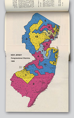 Justice John Paul Stevens’s trifold map in Karcher v. Daggett (462 U.S. 725, 1983) may well be the first color map to be published in an opinion.