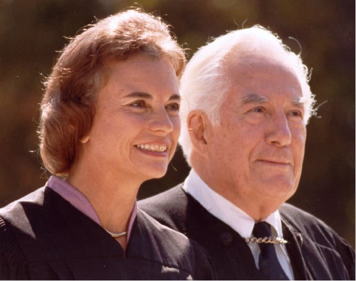 Justice Sandra Day O'Connor and Chief Justice Warren E. Burger on the day of her investiture, September 25, 1981.