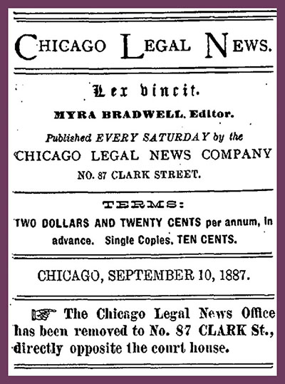 The Chicago Legal News, September 10, 1887. Library of Congress