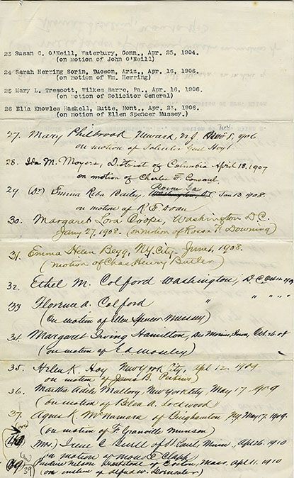 List of women admitted to the Supreme Court Bar, 1904-1910, Page 2