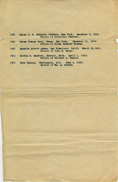 List of women admitted to the Supreme Court Bar, 1919-1920, Page 6