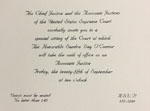 Invitation to Justice Sandra Day O'Connor's Investiture Ceremony, 1981