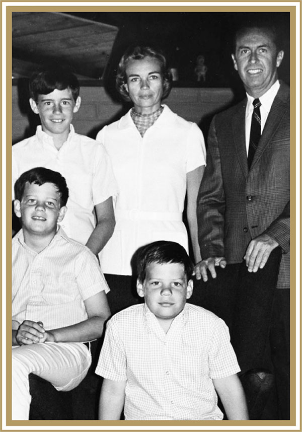 Sandra Day O’Connor poses for a publicity photograph in 1969 with her husband, John J. O’Connor III, and their three sons Scott, Brian, and Jay (top to bottom).