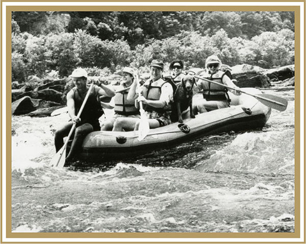Once a year, Justice O’Connor took her law clerks on an outing. Here, the Justice (far right) and her law clerks are shown on a rafting trip on the Shenandoah River in Jefferson County, West Virginia, on June 25, 1991.