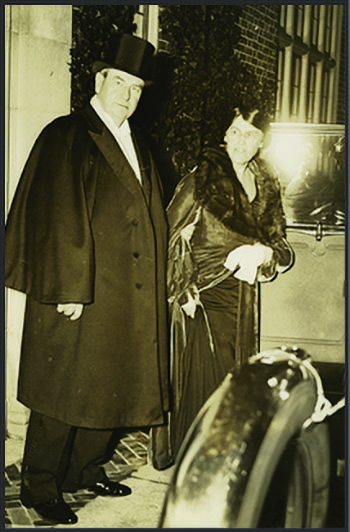 Stone and wife Agnes leaving their home to attend the White House reception for the Judiciary, January 10, 1936.