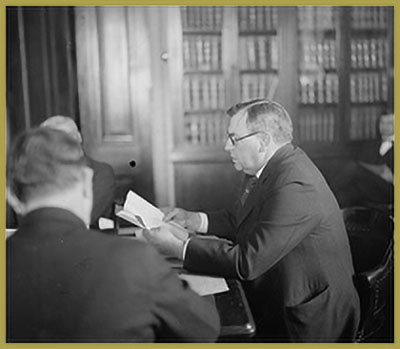 Stone appearing before the Senate Judiciary Committee, January 28, 1925.