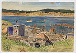 Agnes Stone, Watercolor of a Maine Fishing Scene