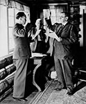 U.S. Commissioner Wayne H. Hackett swearing in Chief Justice Stone at Sprague’s Lodge in Estes Park, Colorado