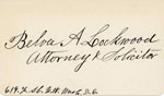 Belva Lockwood's Business Card, 1873-1917