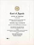 Invitation to Sandra Day O’Connor’s swearing in ceremony at the Arizona Court of Appeals